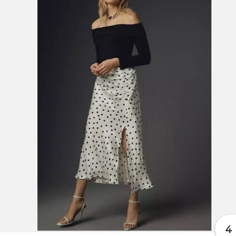 NWT Ruched Side-Slit Maxi Skirt size L